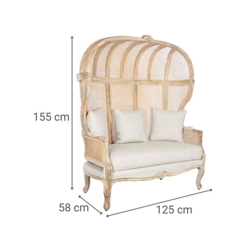 Sofá de Madera Enea y Fibra Natural con Asiento Tapizado MB-208798