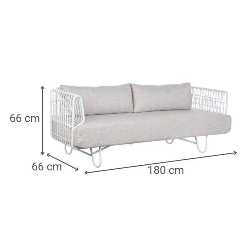 Sofá de Metal y Poliéster Blanco 180 cm MB-209871