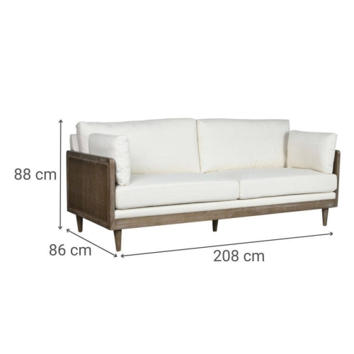 Sofá de Ratán y Madera con Asiento en Poliéster Marrón MB-211719