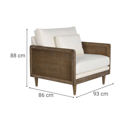 Sillón de Ratán Marrón con Asiento Tapizado en Poliéster MB-211720