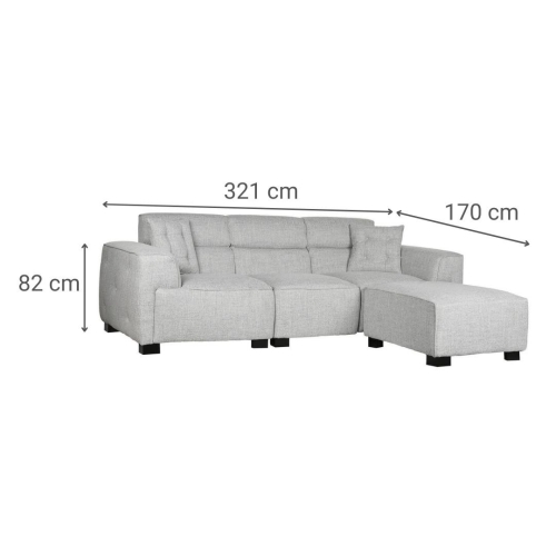 Sofá Modular Tapizado en Poliéster Gris MB-211722