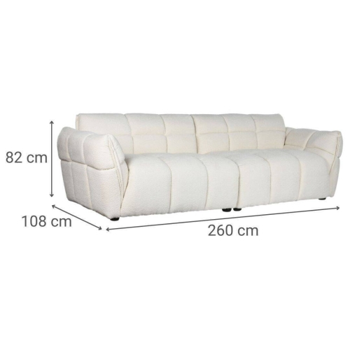 Sofá Tapizado en Bouclé Blanco con Estructura de Madera MB-211724