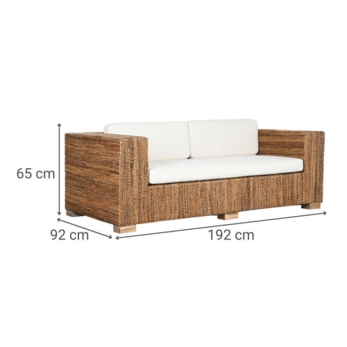 Sofá de Jardín 3 Plazas en Fibra y Madera de Teca MB-220070