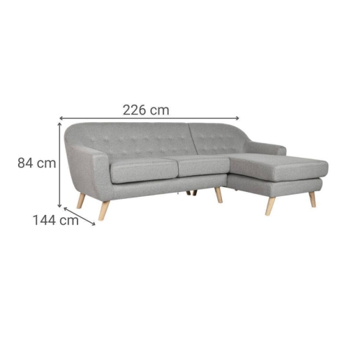 Sofá Chaise Longue Tapizado en Poliéster Color Topo MB-221697
