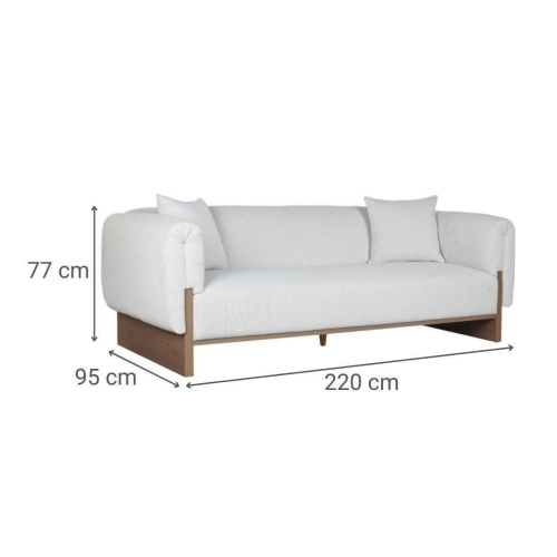 Sofá de Salón Tapizado en Poliéster Gris 220 cm MB-221801