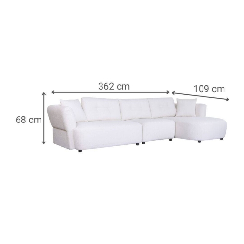 Sofá Modular Curvo Tapizado en Poliéster Blanco MB-225991