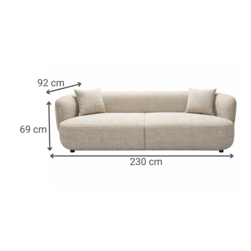 Sofá de 3 Plazas Tapizado en Poliéster Crema MB-226304