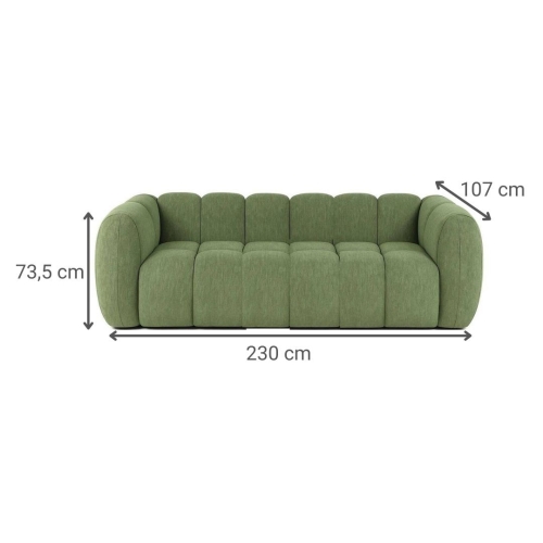 Sofá de 3 Plazas Tapizado en Poliéster Verde MB-226308