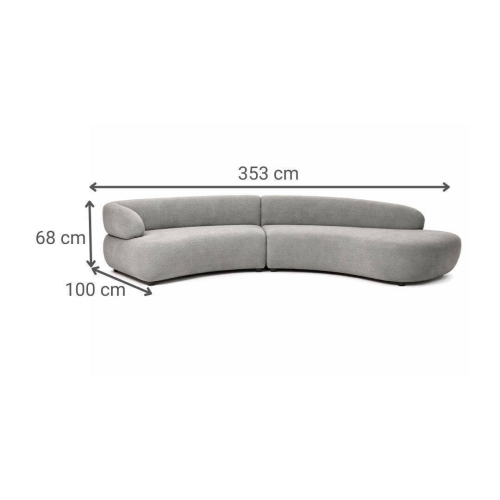 Sofá Modular Curvo Tapizado en Poliéster Gris MB-226310