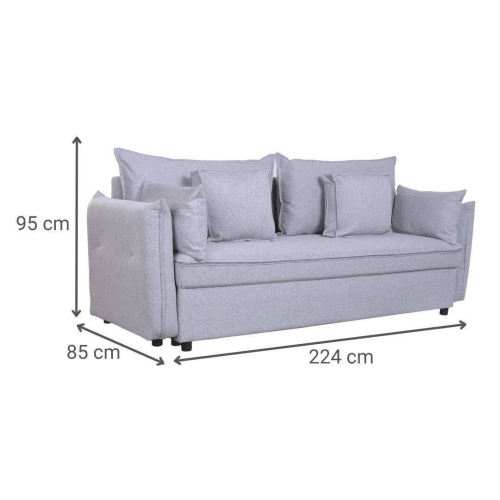 Sofá Cama Convertible Tapizado en Poliéster Gris Estructura de Madera MB-228438