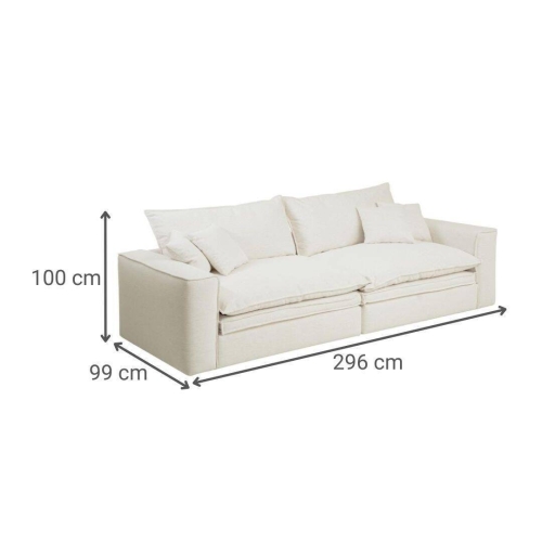 Sofá de Lino con Relleno de Pluma Color Beige MB-228530