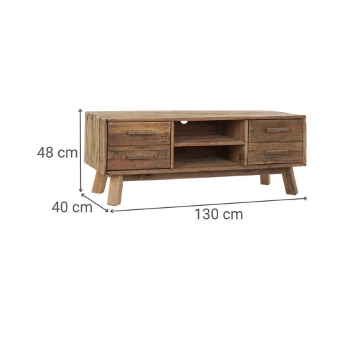 Mueble TV Estructura de Madera Reciclada de Pino con Cajones MB-164976