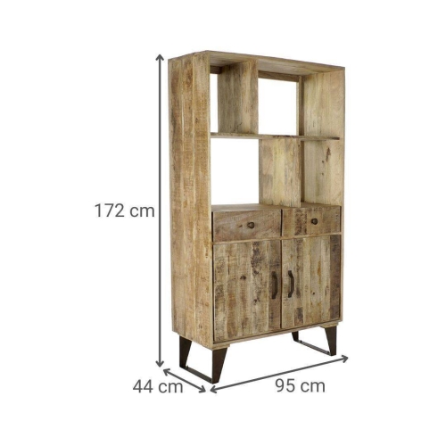 Estantería de Madera de Mango Natural y Metal MB-180126