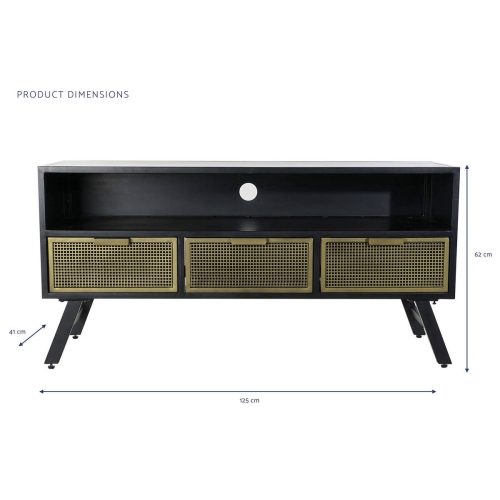 Mueble TV de Metal Negro con Cajones y Hueco MB-182051