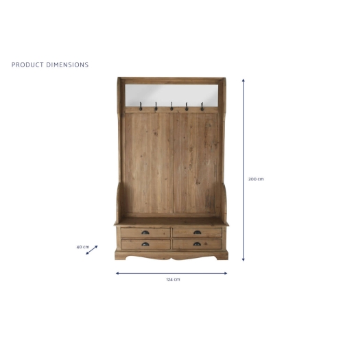 Recibidor de Pino Reciclado Natural 124 cm MB-182069