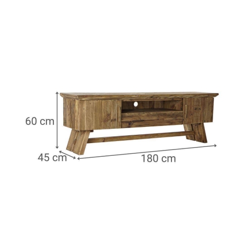 Mueble TV de Madera Reciclada Natural con Puertas y Cajón MB-182194