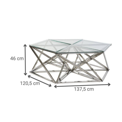 Mesa de Centro Set 6 de Acero y Cristal 137,5 cm MB-182525