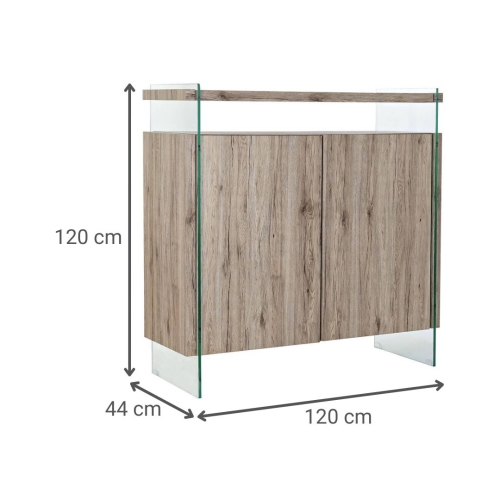 Aparador Estructura de Cristal Templado y MDF Natural MB-191420