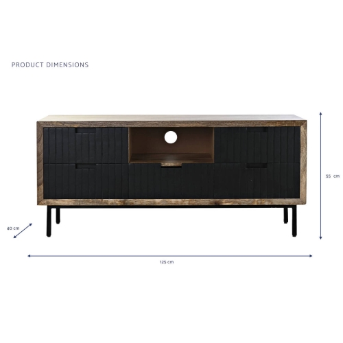 Mueble TV Industrial de Madera de Mango y Metal Negro MB-194550