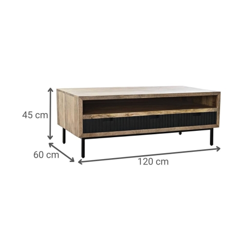 Mesa de Centro de Madera de Mango con 3 Cajones MB-194551