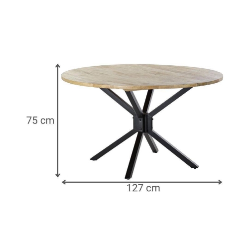 Mesa de Comedor Redonda de Madera de Mango y Metal MB-194920