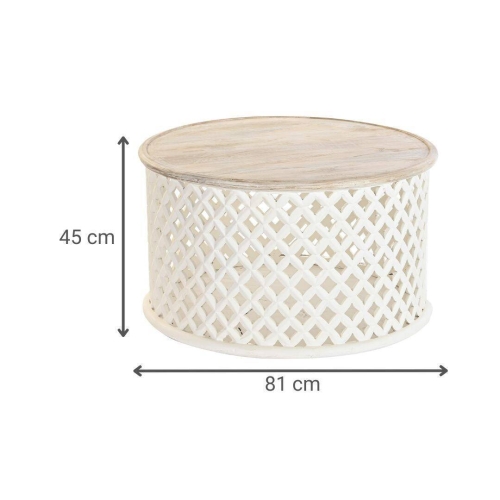Mesa de Centro Redonda de Madera de Mango Natural MB-199887