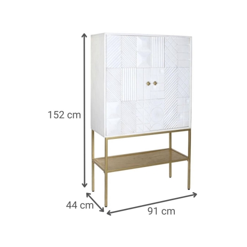 Aparador de Madera de Mango y Metal Blanco MB-200449