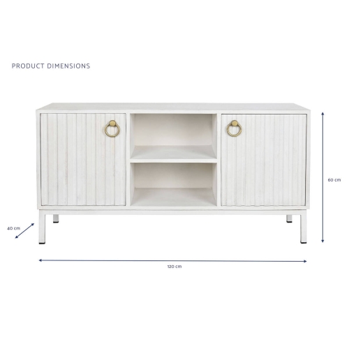 Mueble TV de Mango Blanco con Base de Metal MB-200594