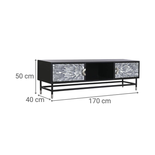 Mueble de TV de Estructura en Hueso y Resina Taracea Negro MB-202090