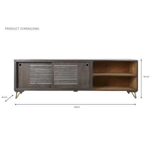 Mueble TV de Mango con Patas de Metal Marrón MB-202258