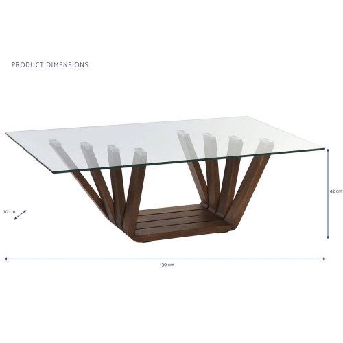 Mesa de Centro Cristal y Madera Nogal 130 cm MB-204498