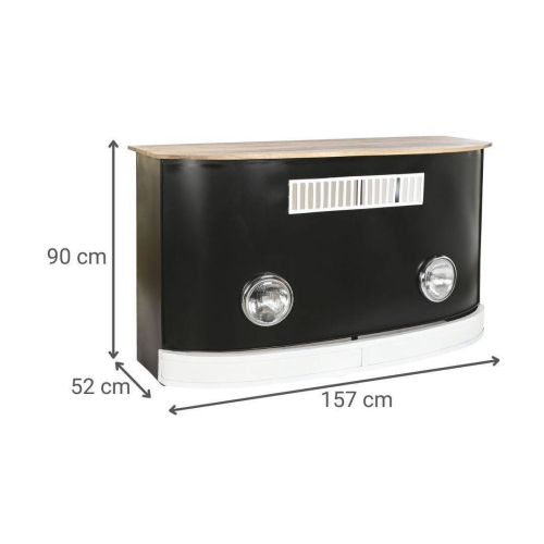 Mueble Bar de Hierro y Mango 157 cm Furgoneta Clásica Negra MB-205016