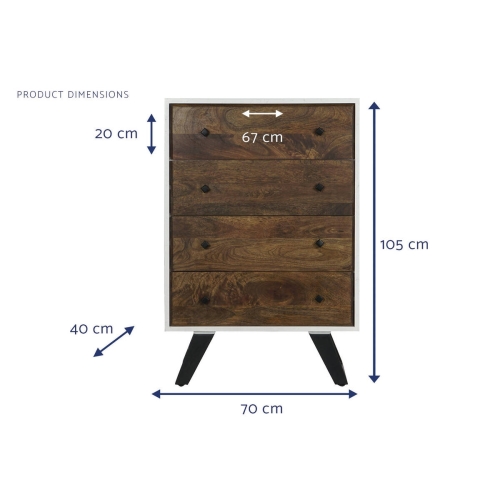 Cajonera Blanca de Madera de Mango con Patas de Metal MB-206321