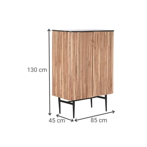 Aparador de Acacia con Mármol y Patas Metálicas MB-207416