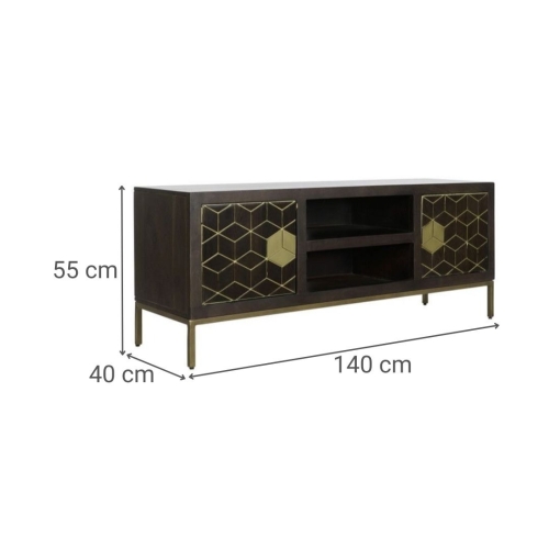 Mueble TV de Acacia con Patas de Metal Marrón MB-207543