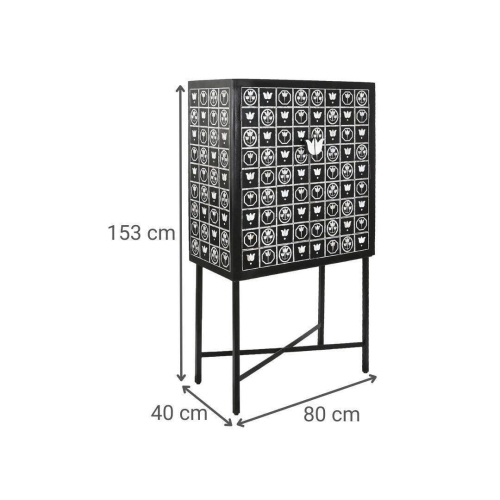 Mueble Bar Hierro y Hueso 80 cm Taracea Bicolor MB-208403