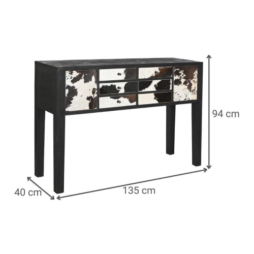 Consola de Madera de Mango con Piel Vaca MB-208897
