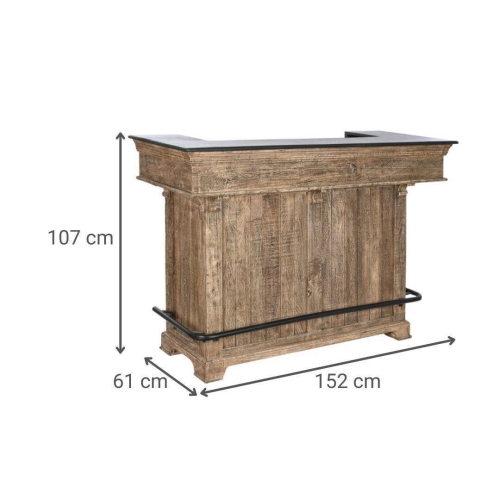 Mueble Bar de Madera de Mango y Metal Natural MB-208951