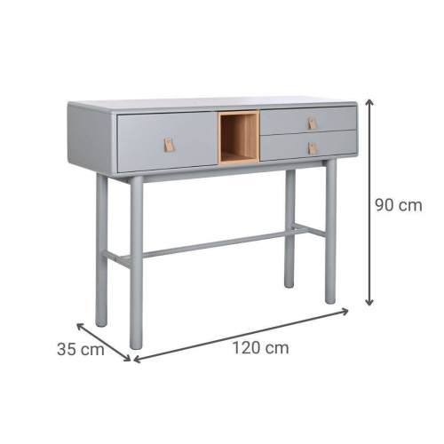 Consola de MDF Gris con 3 Cajones MB-209008
