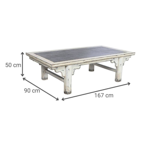 Mesa de Centro de Olmo Macizo y Ratán Decapé MB-210645