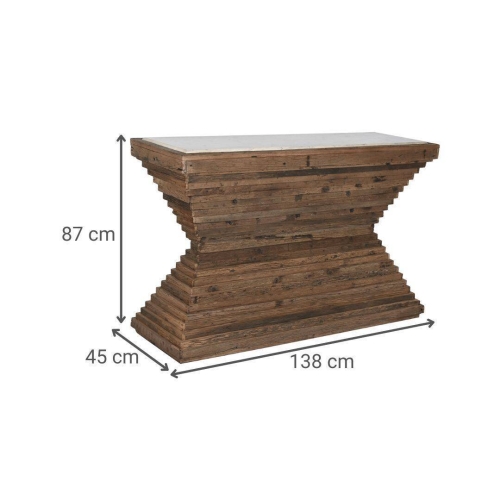 Consola de Madera Reciclada con Mármol MB-212643