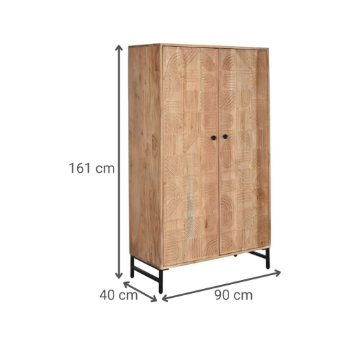 Armario de Madera de Acacia con Patas de Metal 90 cm MB-212652