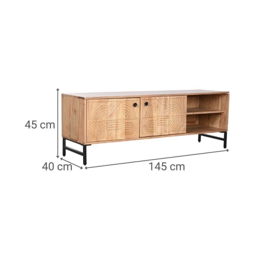 Mueble TV de Acacia Natural con Patas de Metal MB-212655