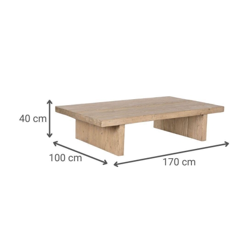 Mesa de Centro de Olmo Macizo 170 cm Natural MB-213717