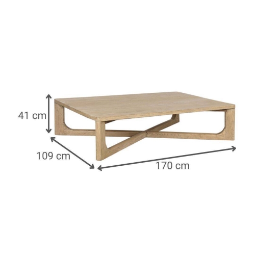 Mesa de Centro Cuadrada de Olmo Macizo 170 cm Natural MB-213720