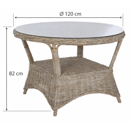 Mesa de Jardín de Ratán con Cristal Templado MB-213833