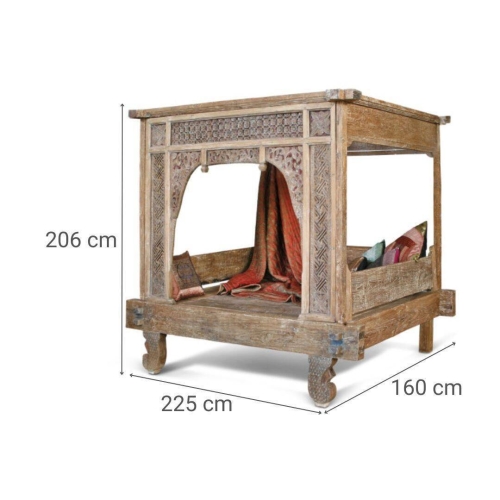 Cama con Dosel de Madera Caobilla 160x206 cm MB-213839
