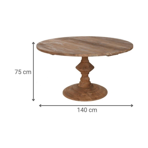 Mesa de Comedor Redonda de Teca Reciclada 140 cm MB-213885
