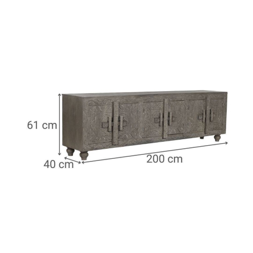 Mueble TV de Madera Tallada Gris MB-214798