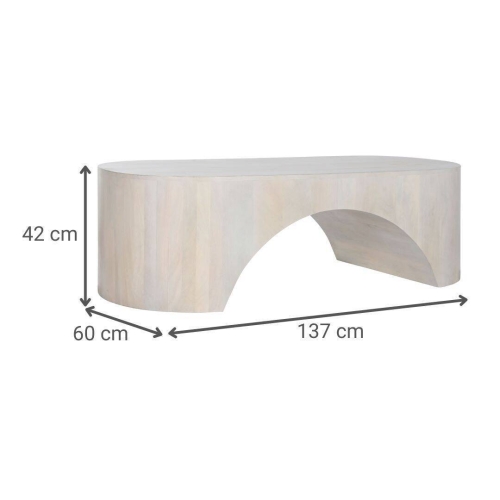 Mesa de Centro de Madera de Mango Blanca 137 cm MB-214816